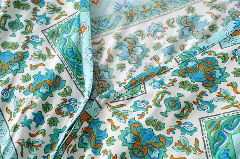 Boho шикарное женское платье с цветочным принтом, с расклешенными рукавами, богемное хлопковое платье макси из вискозы, женское винтажное платье с v-образным вырезом на шнуровке и оборками