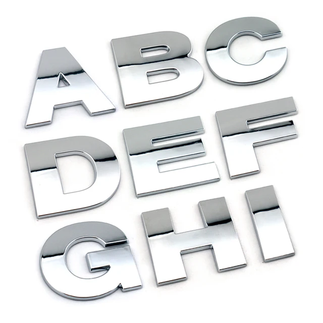 3D Chrome Car Letters - Auto Adhesive Tuning Stickers, Silver, Generic Brand