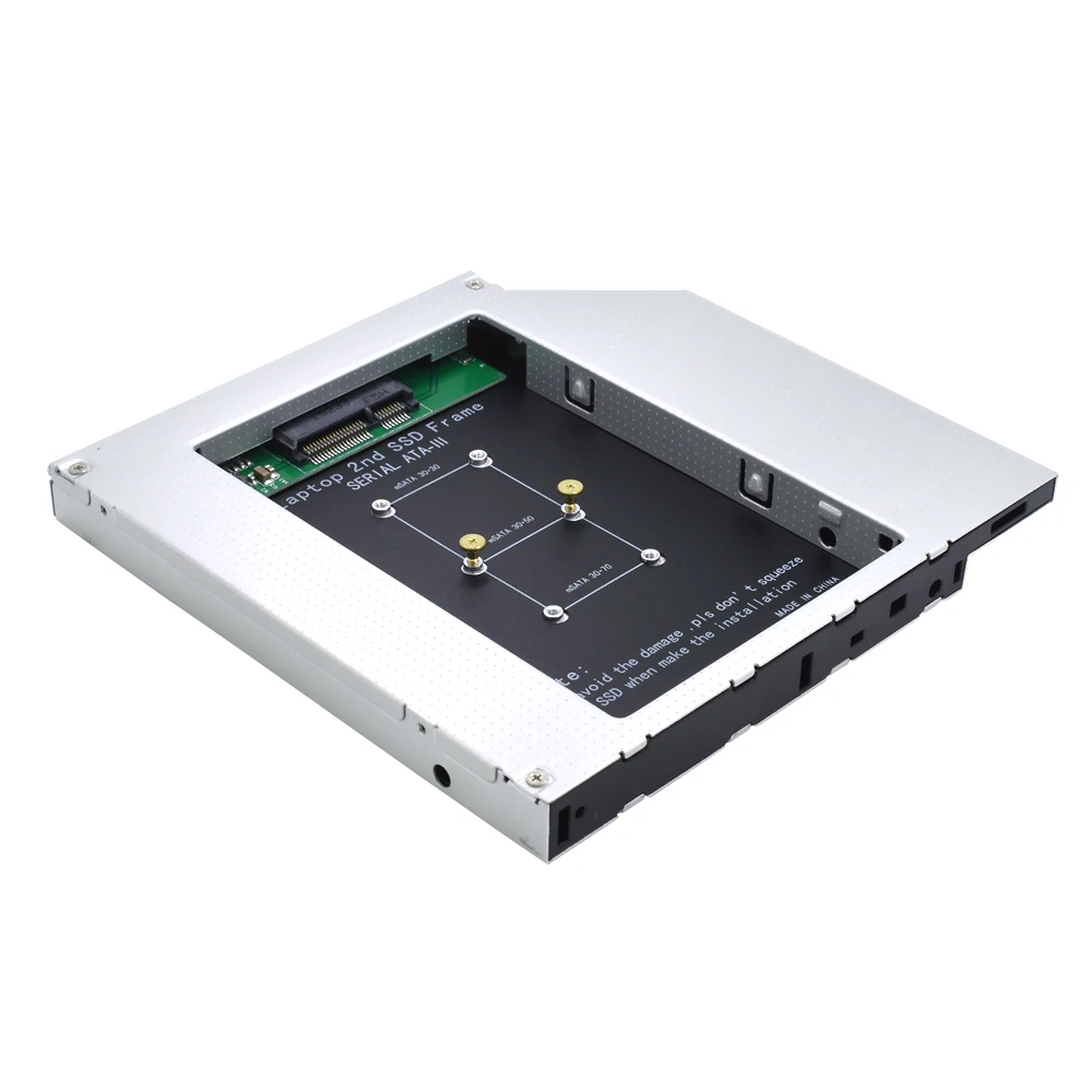 TISHRIC HDD 캐디 Msata SSD, SATA 2 차 캐디 SSD, 하드 디스크 드라이브 어댑터 케이스 박스, 노트북 CD-ROM DVD-ROM 광학 베이, 12.7mm