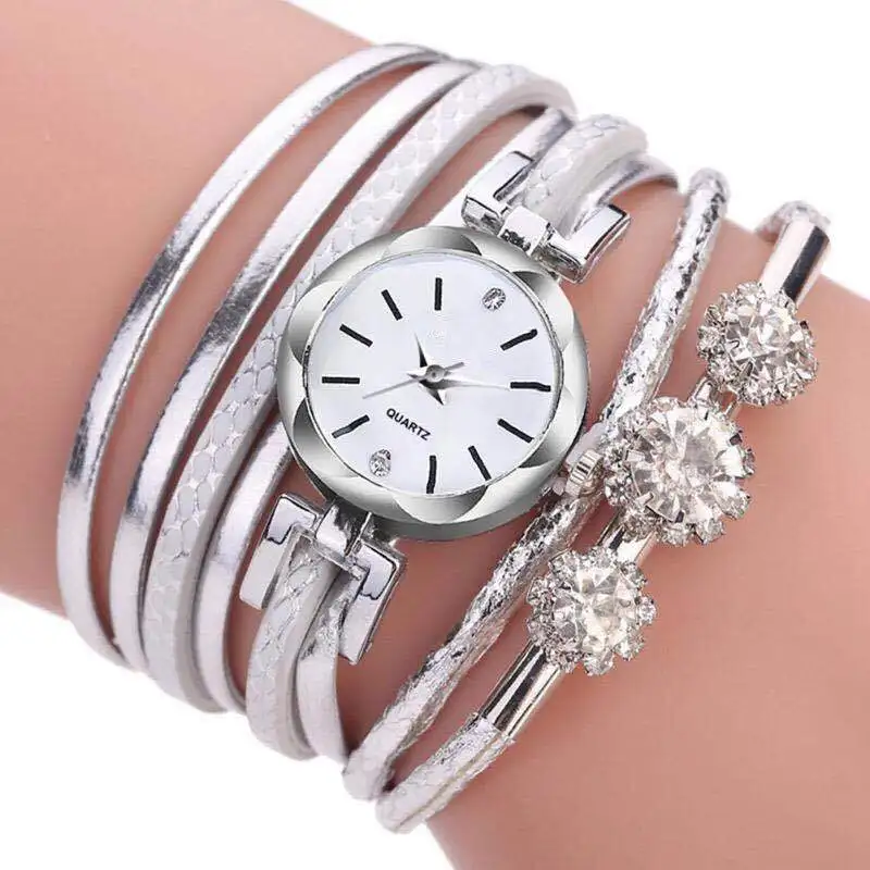 

New Style Women's Fashion Bracelet Watch Fashion Pu Fine Watch Strap Exquisite Diamond Set Alloy Quartz Watch