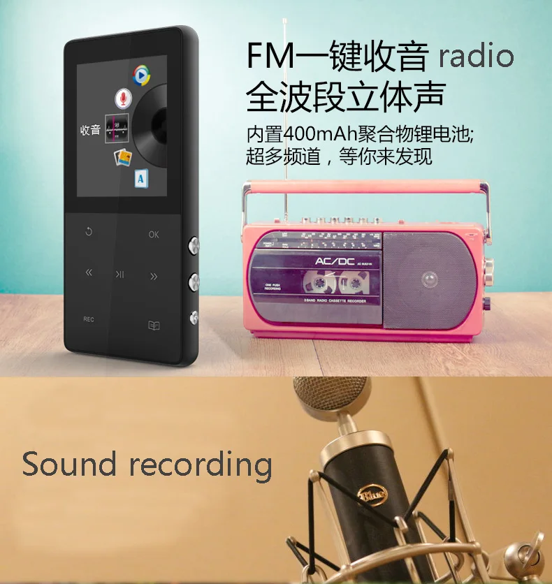 Металлический mp3-плеер с сенсорным экраном 8 Гб AUPHIL A6 Цифровой диктофон без потерь Музыкальный плеер с FM электронной книгой