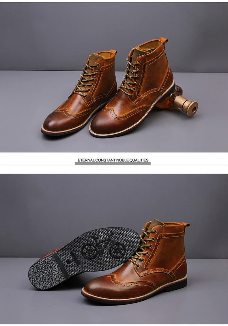 VRYHEID/ г.; новые осенние мужские ботинки из натуральной кожи; винтажные мужские ботинки с перфорацией типа «броги» в студенческом стиле; повседневные модные ботинки для мужчин; большие размеры 38-47