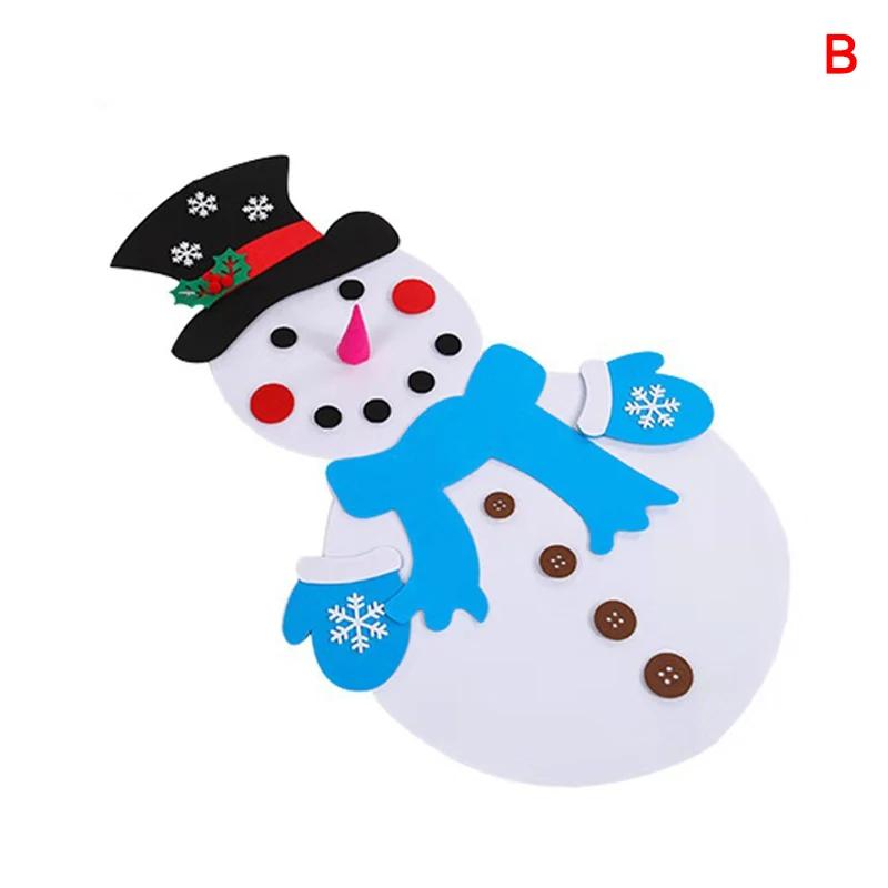 Christmas DIY Felt Snowman Kids Felt Holidays Game Set Detachable Wall Hanging Decor DNJ998 - Цвет: B