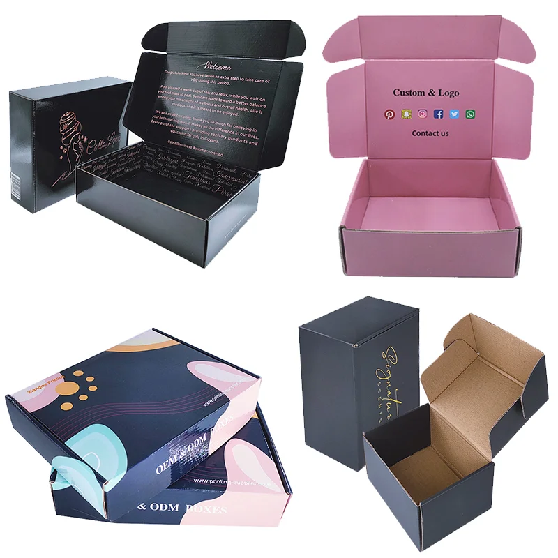 커스텀 로고 인쇄, 화이트 블랙, 주름진 크래프트 판지, 우편물 배송 상자, 선물 종이 상자 포장, 500 개
