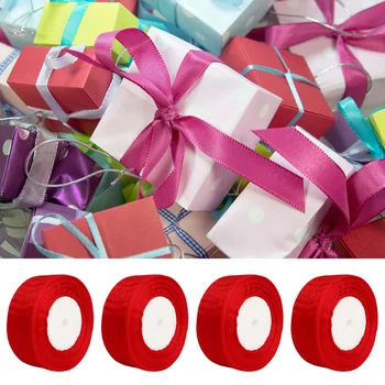 

4 Rolls Wrapping Ribbon Solid Color Ribbon Band Soft Ribbons Roll for DIY Craft