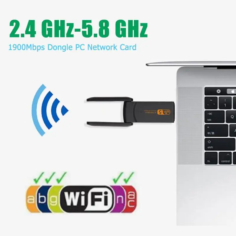 Двухдиапазонный адаптер 1900 Мбит/с сетевая карта для ПК 2,4+ 5 ГГц USB 3,0 беспроводной Wifi адаптер 802.11AC сетевая карта