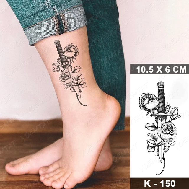 Waterproof Temporary Tattoo Sticker Small Simple Line Flower Flash Tatoo Cute Leaf Finger Wrist Fake Tatto For  Body Art Women 46-K150