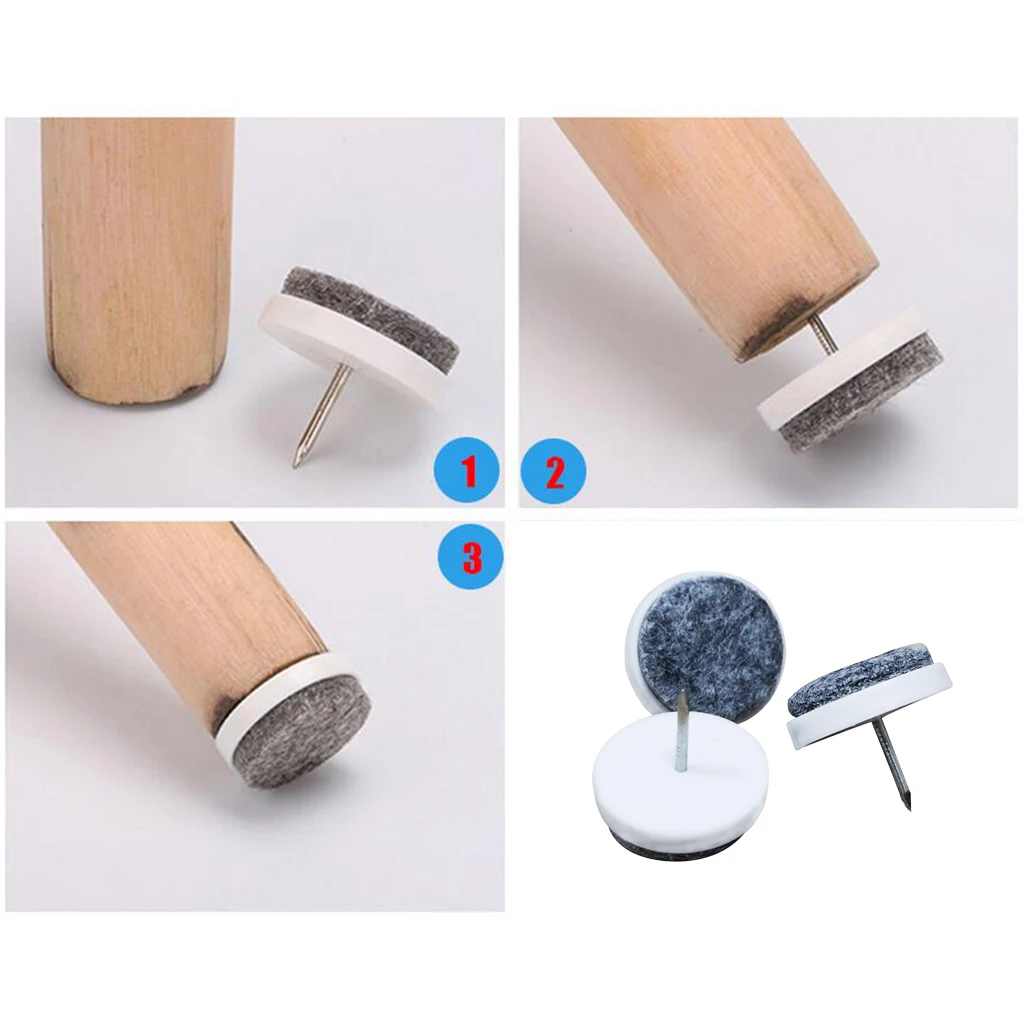 50pcs Furniture Glides Nail on Felt Pads Floor Protector Wood Table Chair Chair Leg Feet Glides