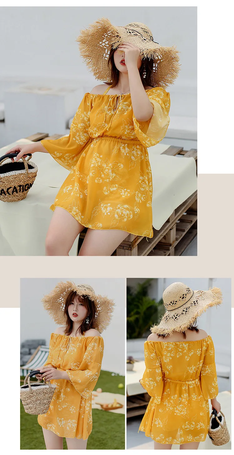 new women's three piece swimsuit, large size, swimsuit shows thin abdomen, lady summer beach wear, beach skirt