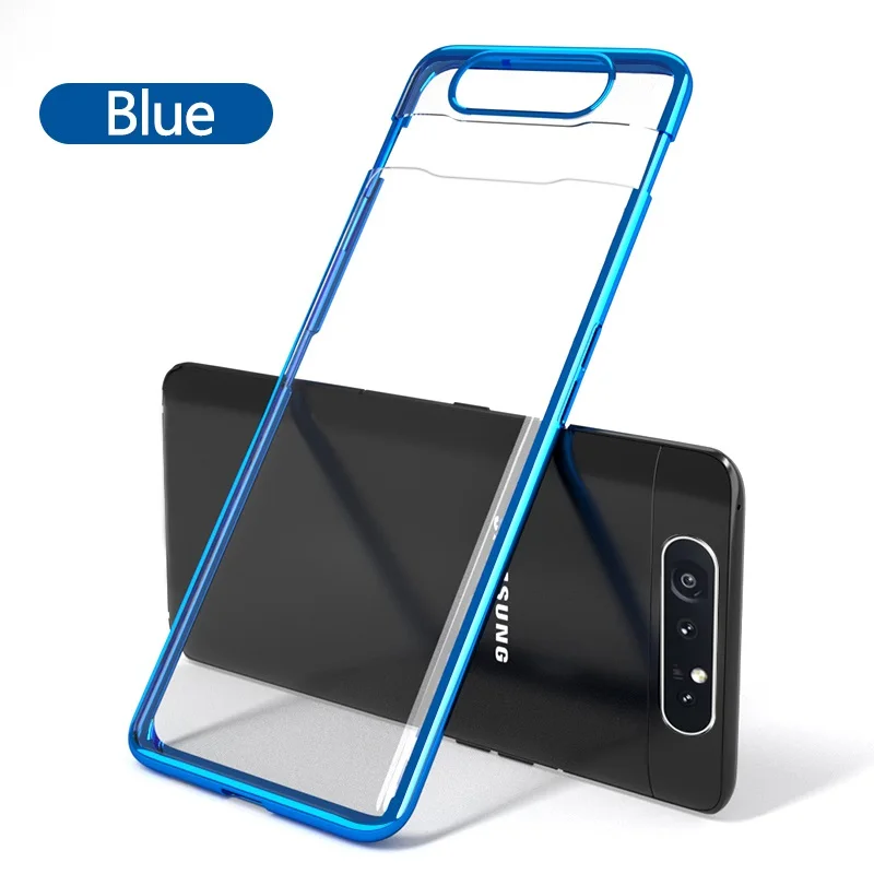 Blue Роскошный прозрачный чехол GKK для samsung Galaxy A80, чехол 360, полная защита, идеально подходит для samsung A80, чехол funda - Цвет: Blue