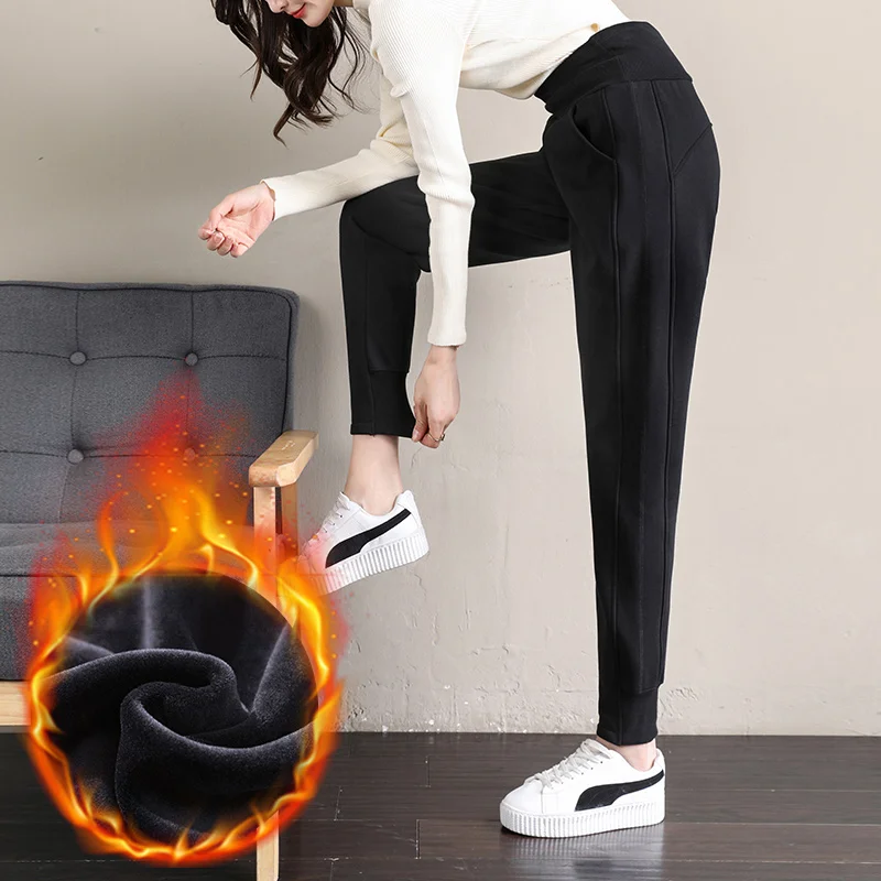 Joggers Women Plus Size Thick Warm Winter Sweatpants Outwear Gem Velet on Fleece Female Trousers Sport Casual Pants Suits Loose
