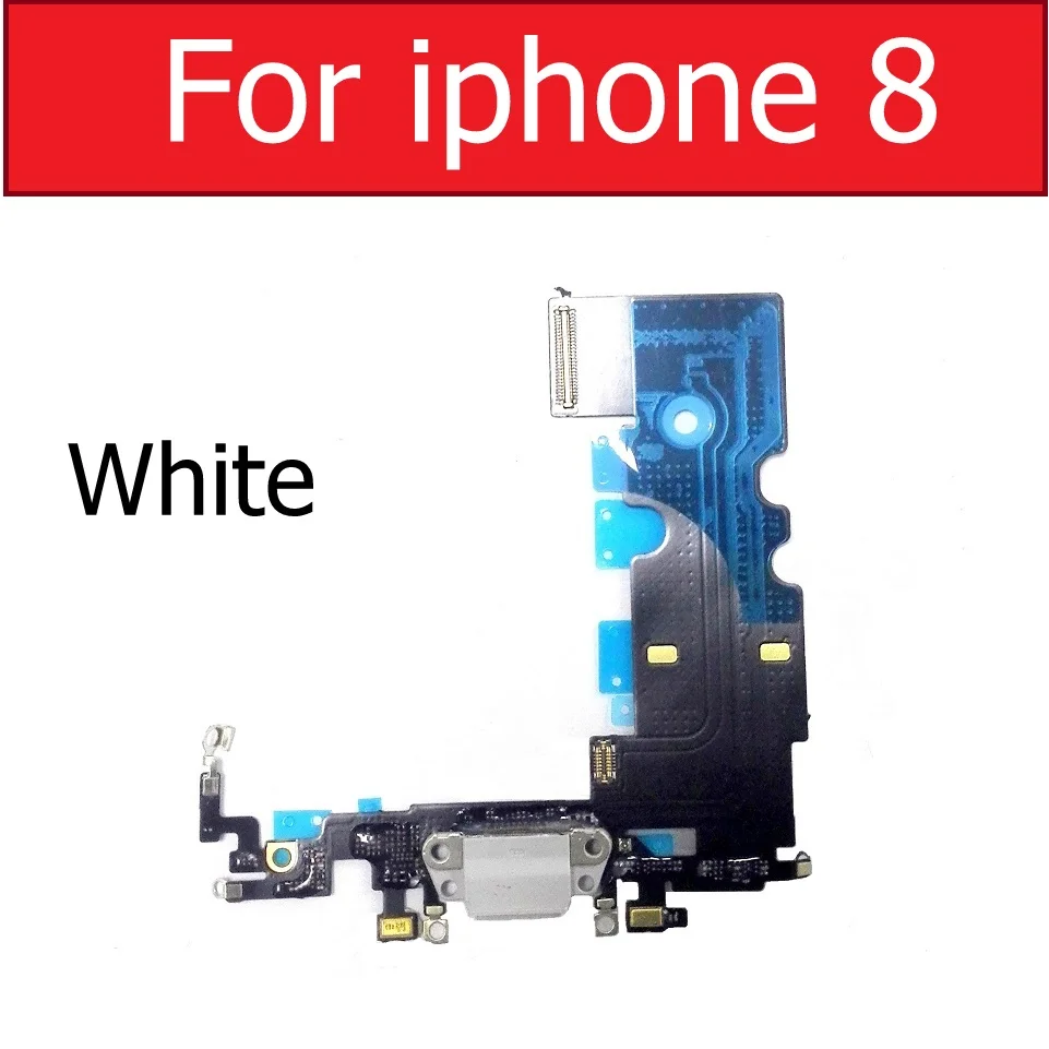 For iphone 8 White Usb-микрофон порт зарядное устройство док-станция разъем зарядный гибкий кабель для iPhone 7 8 Plus Xs Max X XR 5C док-станция зарядка гибкое заменяемое - Цвет: For iphone 8 White