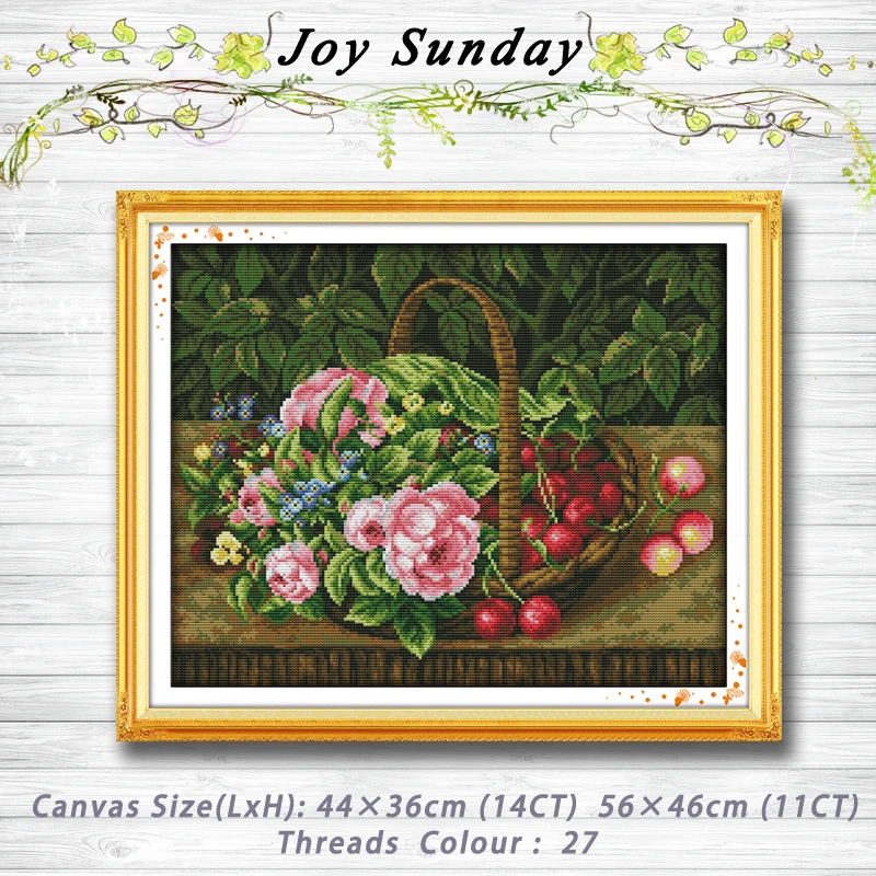 

Fruit basket flowers Cherry decor Patterns 14CT11CT Counted Cross Stitch Sets embroidery set Needlework kit chinese cross stitch