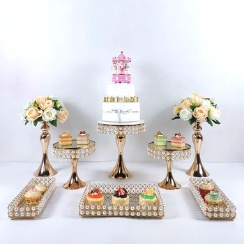 

Cake Stand 5-8pcs Pearl cake table Gold Accessory Tray Dessert Metal for Wedding Mirrors Decorating Wedding Cupcake