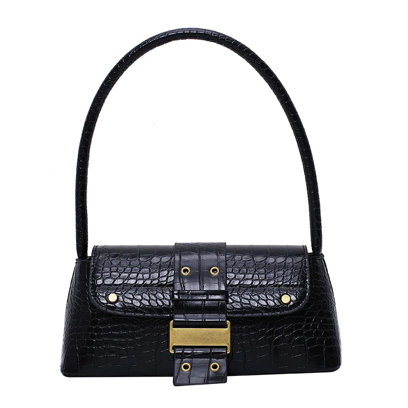 

Women's Retro Fashion Baguette 2019 Popular Crocodile Pattern Shoulder Bag Ladies Casual Shopping Wild Luxury Designer Handbag