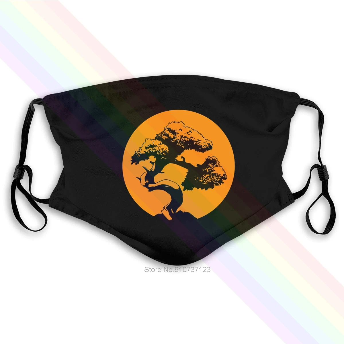 Bonsai Japanese Trees Zen Buddhist Orange Sunset Washable Reusable Mask With 2Pcs PM2.5 Filters 5 Layers | Аксессуары для одежды