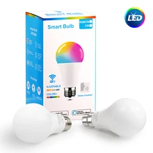 Led wi-fi inteligente lâmpada rgb + branco + quente trabalho de luz com alexa/google casa app controle remoto lâmpada e27/e14/b22 10w decoração lampara
