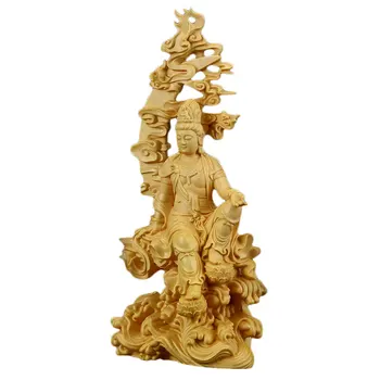 

Chinese Buddha Statue Temple Decoration Wooden Ornament Wood Guanyin Statue