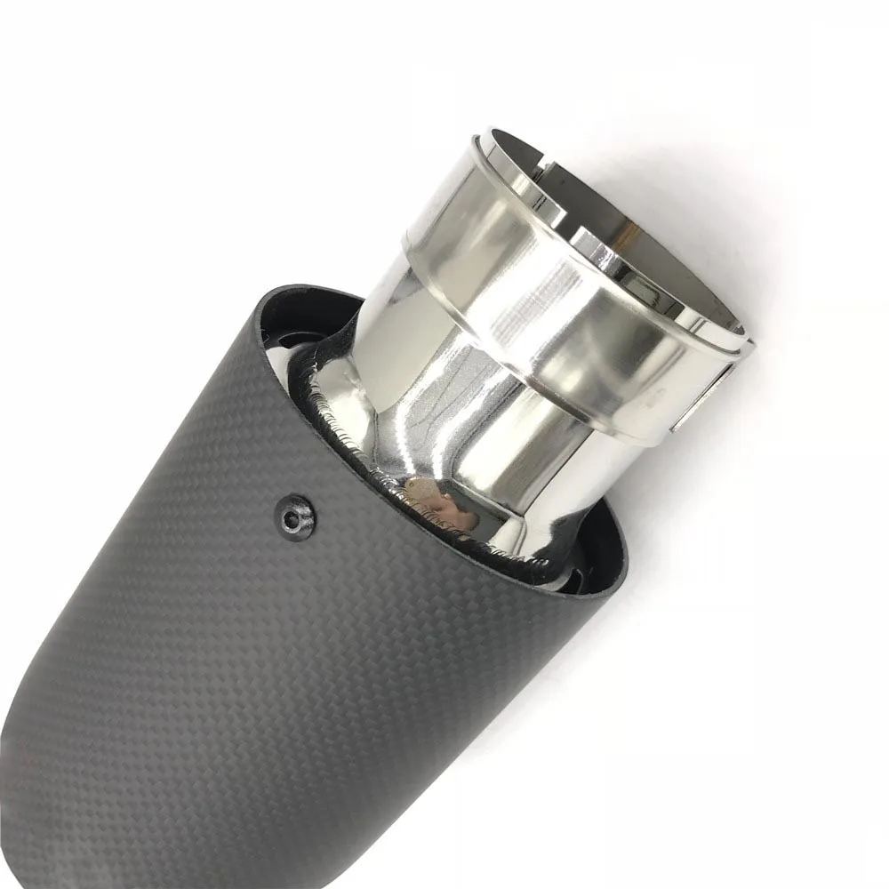 1Pcs Universal ak Exhaust Tip carbon fibre exhaust Tip+ Blue End exhaust muffler Pipe