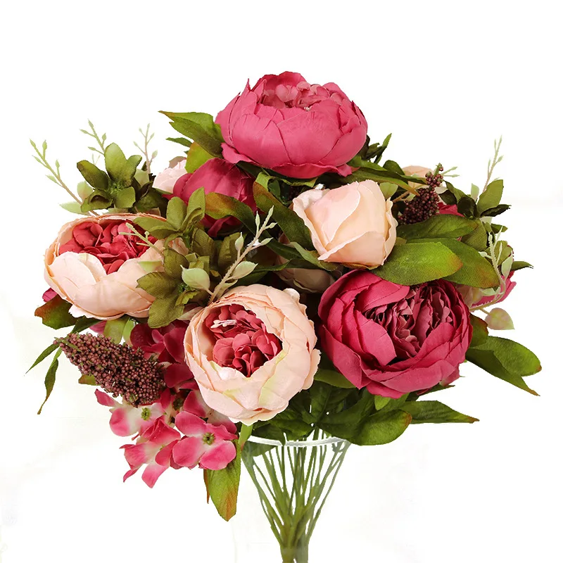 

50cm 13 heads Silk Peony Artificial Flowers Big Bouquet Arrangement Fake Flower DIY Home Hotel Party Wedding Decoration Wreath