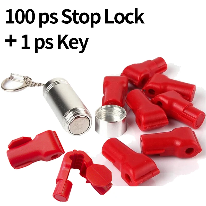 

100 Pcs Security Stop Lock Retail Shop Display Hook Anti Theft Stoplock With Magnetic Key Detacher Anti-Theft 5/6mm Lock