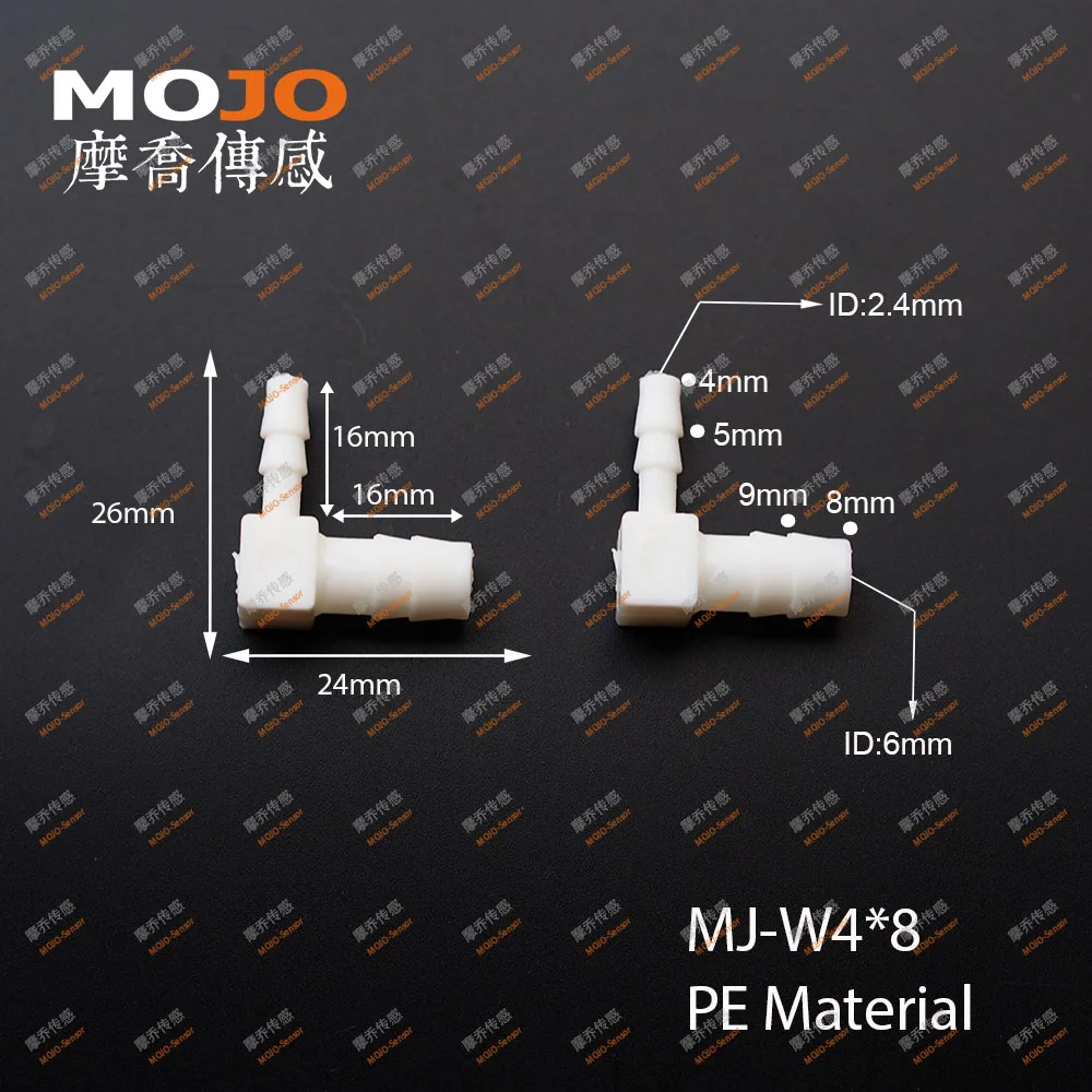 MJ-W4X8 PE Локоть снижение воды фитинги локоть трубы соединители 100 штук