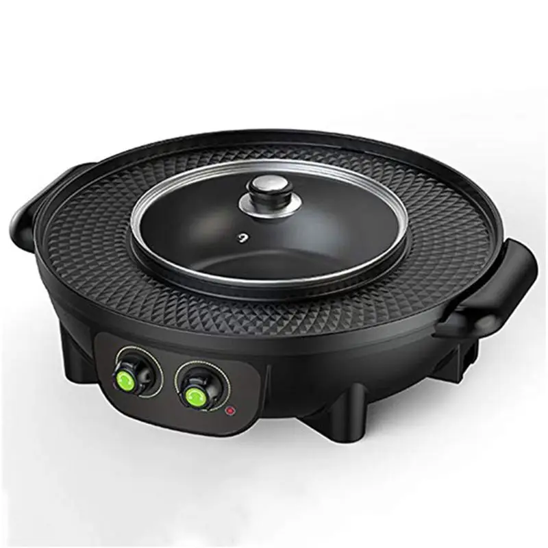 

Korean Barbecue Hot Pot Dual Pot Built-in Cooking Pot Electric Hot Pot Electric Barbecue Electric Baking Mould Q0KF
