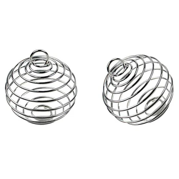 

30pcs Silver Spiral Bead Cages Pendants for Jewelry Making (15mm, 25mm, 30mm)
