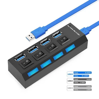 

VKTECH 4 Ports USB 3.0 Hub,5Gbps High Speed Multi USB Splitter with Individual On/Off Power Switches for Windows 10 8 7 MAC