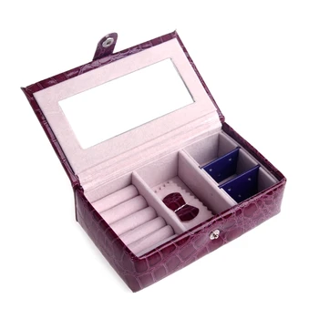 

Antique Leather Jewelry Box Earring Storage Display Travel Organizer Tool Hot AXYD