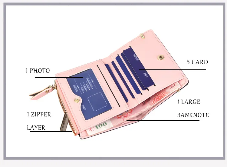 New Women Wallet Small Cute Wallet Women Short Leather Women Wallets Zipper Purses Female Purse Clutch Coin Purse Lady Bags