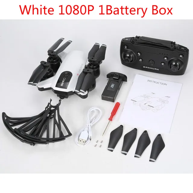 White 1080P 1B BOX H1W RC Дроны с камерой HD складывающийся гексакоптер FLV самолет селфи оптическое расположение один ключ возврат Квадрокоптер складной Дрон мини Рождество - Цвет: White 1080P 1B BOX
