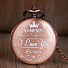 Новая мода для моего сына карманные часы гладкие кварцевые карманные часы Ювелирная цепочка из сплава кулон ожерелье Мужские Женские Лучшие подарки