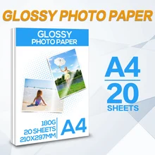 Высококачественная фотобумага A4, 20 листов, 180 г, 210 мм X 297 мм, глянцевая фотобумага для всех струйных принтеров, бумага для печати, глянцевая бумага 4R Высококачественная фотобумага A4, 20 листов, 180 г, 210 мм X 297 мм, глянцевая фотобумага для всех струйных принтеров, бумага для печати, глянцевая бумага 4R