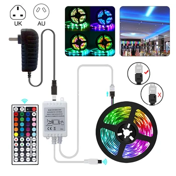 

RGB LED Strip Light SMD5050 5M RGB Tape DC 12V Flexible Strip Lamp With 44-Key Remote Control Dual Output TV Background Decor