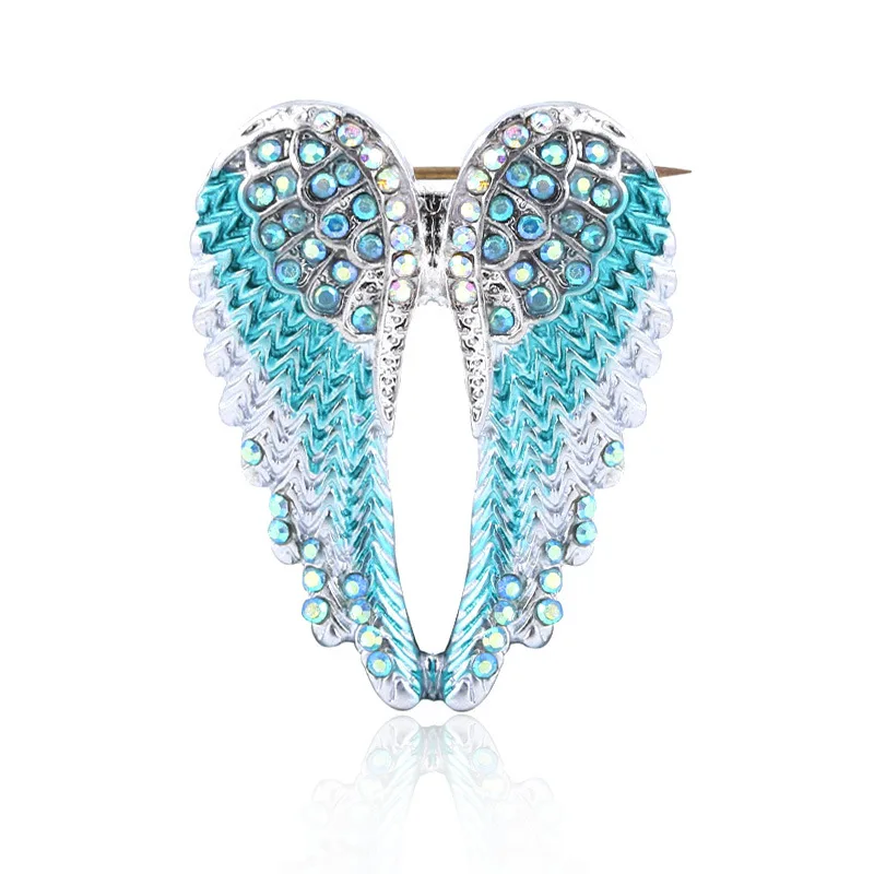 Crystal angel wings brooch
