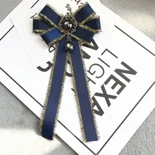 Винтажная женская брошь, Большая лента, бант, рубашка, платье, галстук-бабочка, кружевной воротник, брошь на булавке, аксессуары, модный хрустальный корсаж, ювелирное изделие