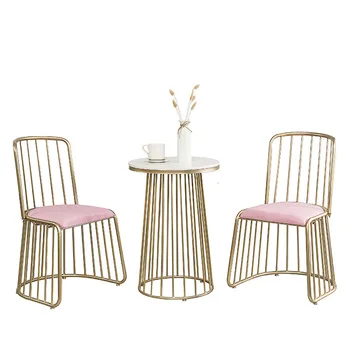 

Nordic Iron Dining Chair Hotel Back Banquet Chair Marble Tea Table Chair Creative Table and Chair