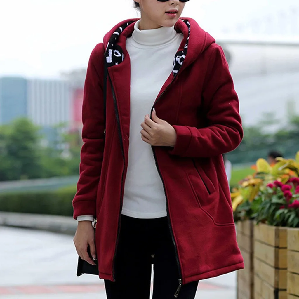 Womail Womens Coats Womens Winter Warm Outwear Solid Hooded With Pockets Composite Coat women S-4XL