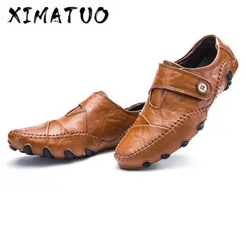 

2020 Men's Casual Loafers Shoes Genuine Leather Moccasins Breathable Soft Slip-on Shoes Male WInter Driving Footwear Big Size 48