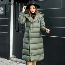 Fitaylor, зимняя парка на 90% белом утином пуху, Женская длинная куртка с капюшоном, ультра свободный светильник, пальто, женская теплая зимняя верхняя одежда