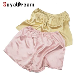 Suyadream short feminino de seda 19mm 100% cetim seda confortável saúde cintura elástica casa shorts 2021 primavera verão sólido curto