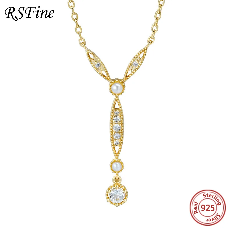 

925 sterling silver pearl necklace Classic water ripple Y shaped natural female delicate choker for mother women Fine jewelry