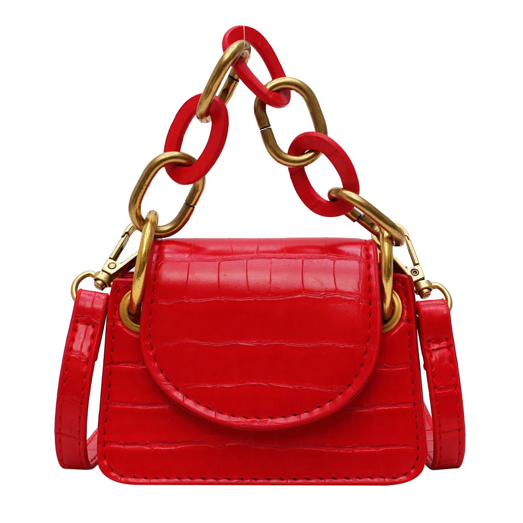 Сумки для женщин толстая цепь Одна сумка через плечо камень сумка через плечо роскошные сумки женские сумки дизайнерские Bolso Mujer - Цвет: Red