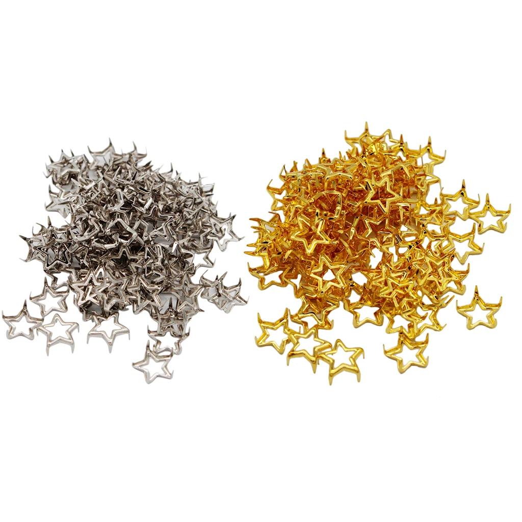 Craft Supplies Vintage Metal Hollow Star Studs Rivet for Leathercraft DIY Clothing Bag Doll Clothes Jeans Shoes Hats 100Pcs