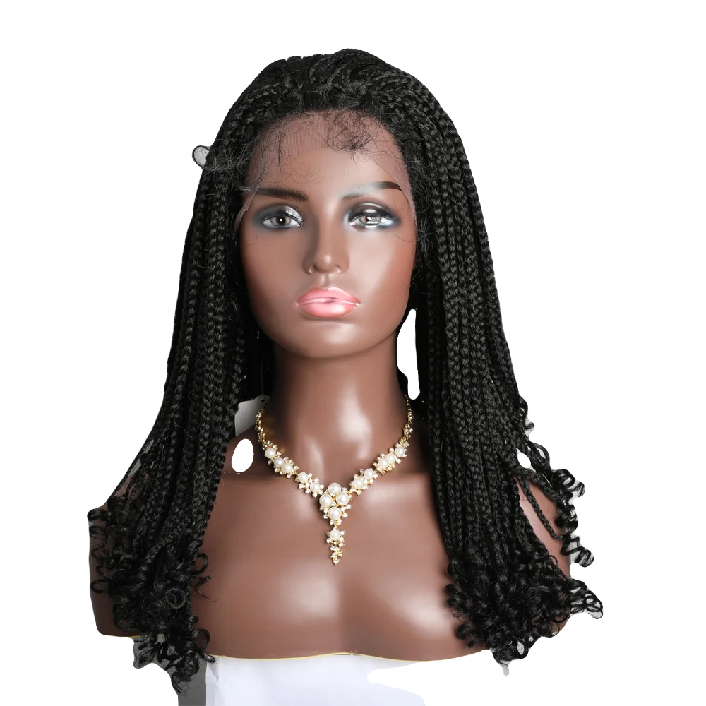 20 дюймовый Плетеный парик из синтетического кружева спереди для чернокожих