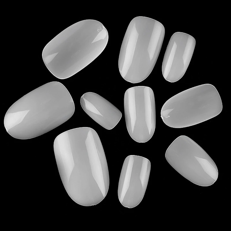 Plastic Manicure Tool Plastic Set Nail Art Display False Tips Oval Flake Fingernail Clear Nature Black Jelly For Nail Art
