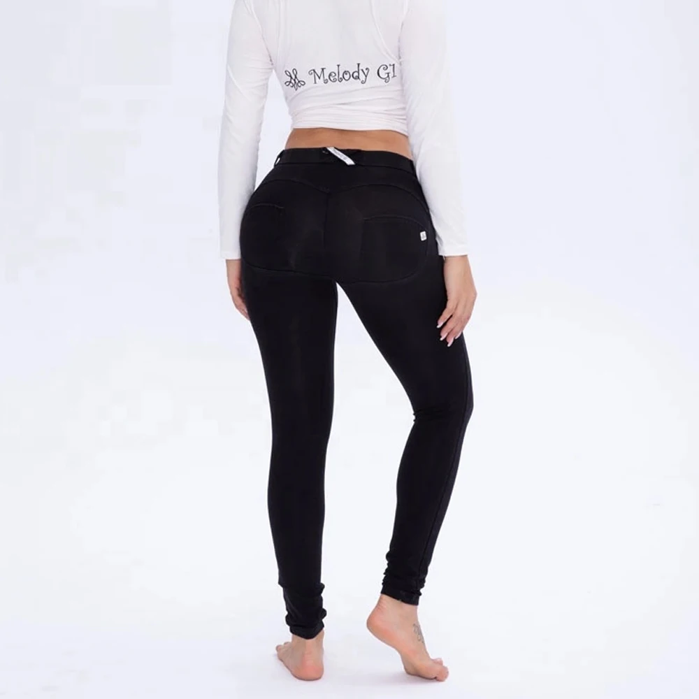 Melody Four Ways Stretchable Sports Leggings High Mid Waist Super Skinny Legging Femme Butt lifting Leggings Faux Denim Jeans