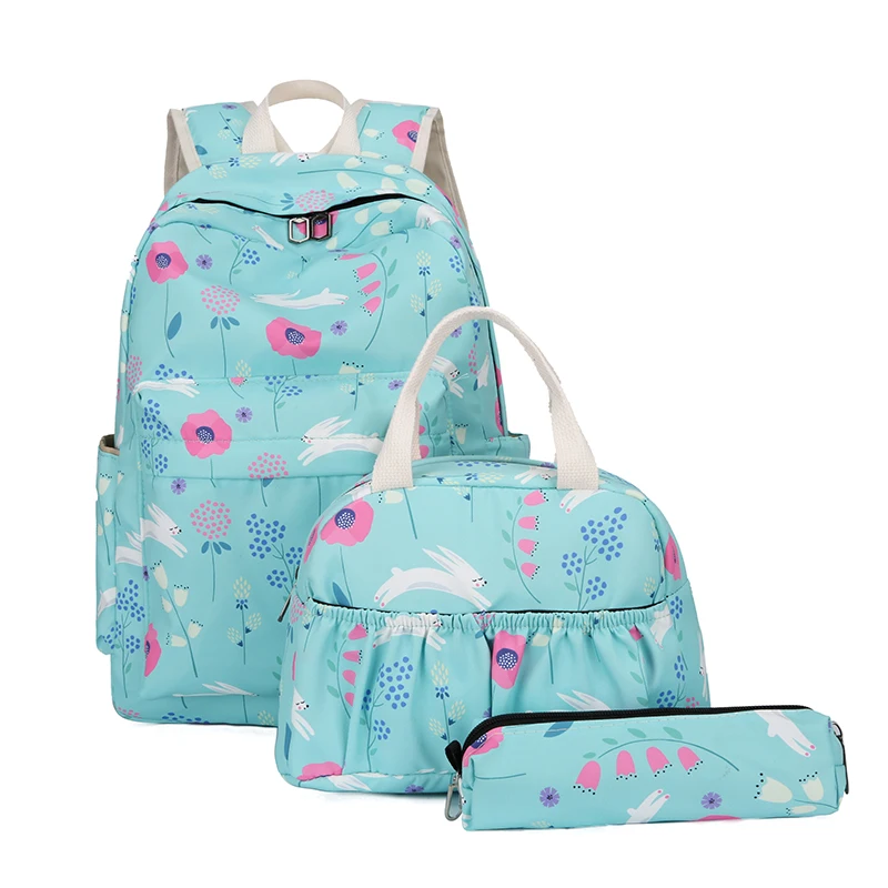 Sky Blue Style two 3 шт./компл. женские школьные рюкзаки Оксфорд школьная сумка для подростков девочек рюкзак для студентов сумка+ крышка для еды сумка Mochilas 5657 - Цвет: Sky Blue Style two