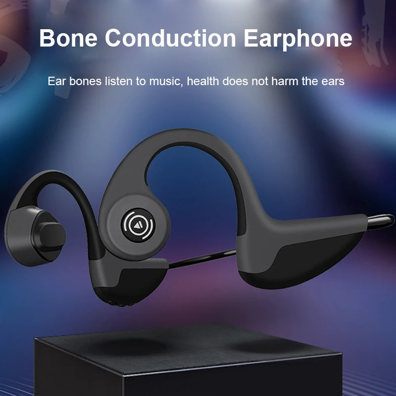 Bone Conduction Earphone Waterproof IPX5 Sweatproof Outdoor Sport Earbuds Bluetooth 5.0 with MIC Handsfree Headset